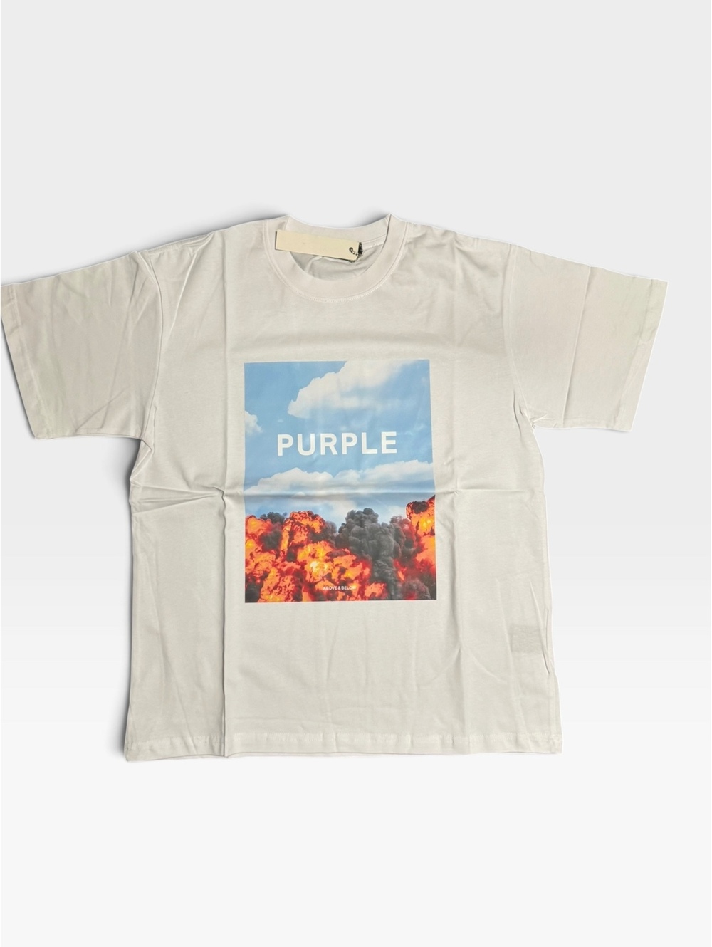 White Purple photo graphic T-shirt